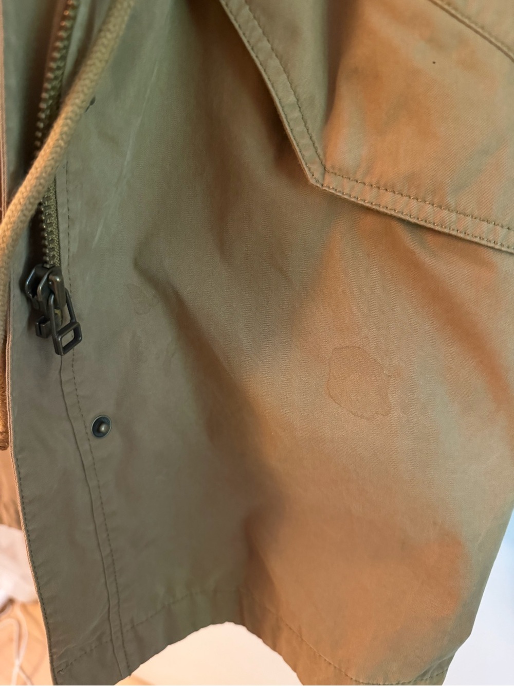 Madewell Tan Jacket with Removable Red and White Plaid Lining and Hood - Picture 10 of 11